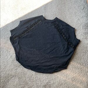 Free People Black Top with Eyelet Details